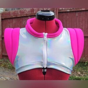 LS7 Silver Holo/Pink Bubble Shrug. Size Small